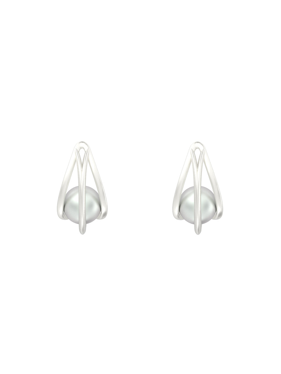 Crescent Hoop Earrings 18K White Gold